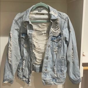 Topshop moto distressed jean jacket